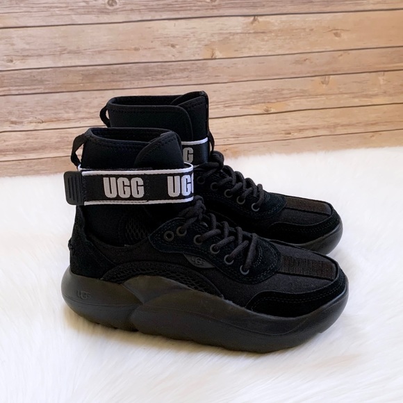 UGG Shoes - UGG LA Cloud Hi Black Platform Sneakers